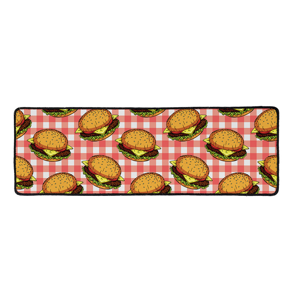 Hamburger Plaid Pattern Print Long Kitchen Mat