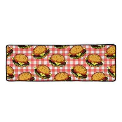 Hamburger Plaid Pattern Print Long Kitchen Mat