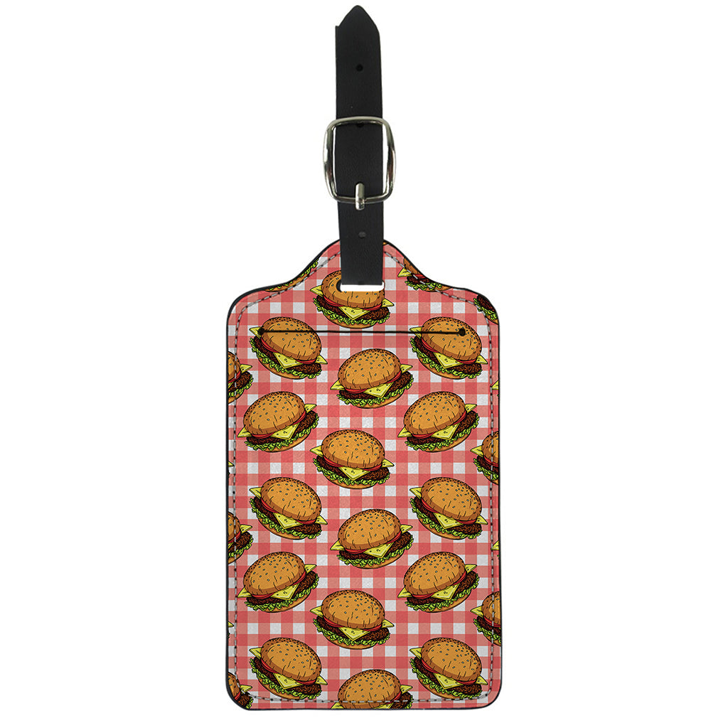 Hamburger Plaid Pattern Print Luggage Tag