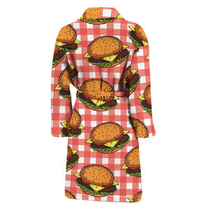 Hamburger Plaid Pattern Print Men's Bathrobe