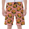 Hamburger Plaid Pattern Print Men's Beach Shorts