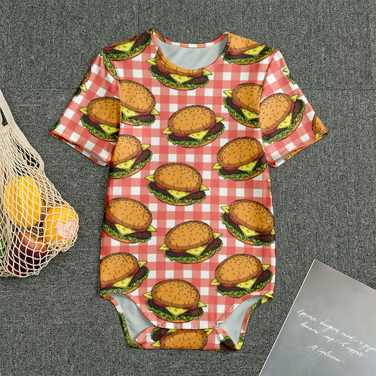 Hamburger Plaid Pattern Print Men's Bodysuit