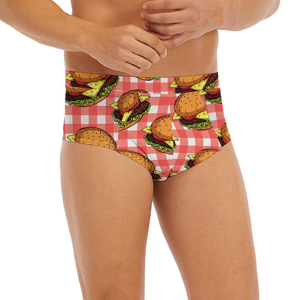 Hamburger Plaid Pattern Print Men's Briefs