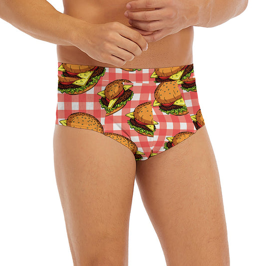 Hamburger Plaid Pattern Print Men's Briefs