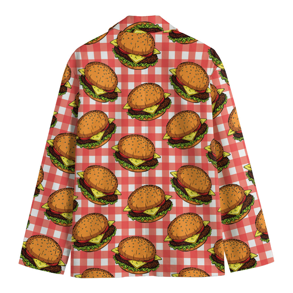 Hamburger Plaid Pattern Print Men's Cotton Blazer