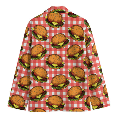 Hamburger Plaid Pattern Print Men's Cotton Blazer