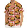 Hamburger Plaid Pattern Print Men's Deep V-Neck Shirt