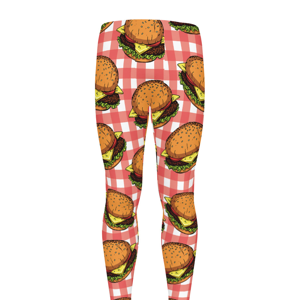 Hamburger Plaid Pattern Print Men's leggings