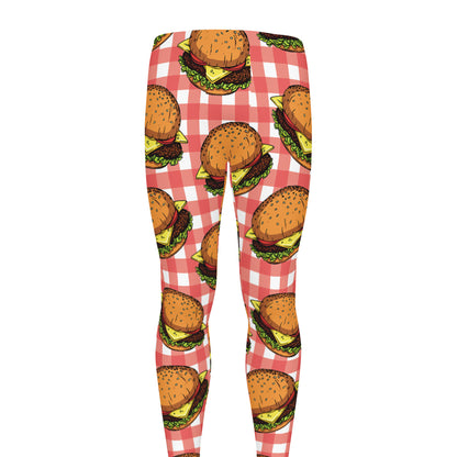 Hamburger Plaid Pattern Print Men's leggings