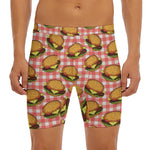 Hamburger Plaid Pattern Print Men's Long Boxer Briefs
