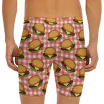 Hamburger Plaid Pattern Print Men's Long Boxer Briefs