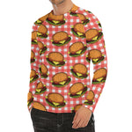 Hamburger Plaid Pattern Print Men's Long Sleeve Rash Guard