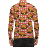 Hamburger Plaid Pattern Print Men's Long Sleeve Rash Guard