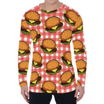 Hamburger Plaid Pattern Print Men's Long Sleeve T-Shirt