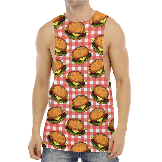 Hamburger Plaid Pattern Print Men's Muscle Tank Top