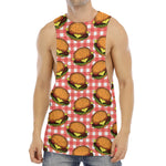 Hamburger Plaid Pattern Print Men's Muscle Tank Top