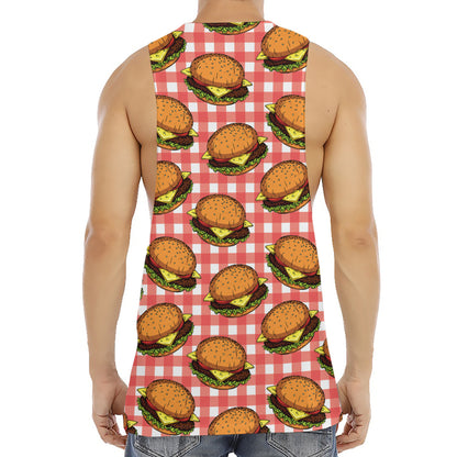 Hamburger Plaid Pattern Print Men's Muscle Tank Top