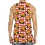 Hamburger Plaid Pattern Print Men's Muscle Tank Top