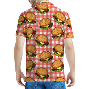 Hamburger Plaid Pattern Print Men's Polo Shirt