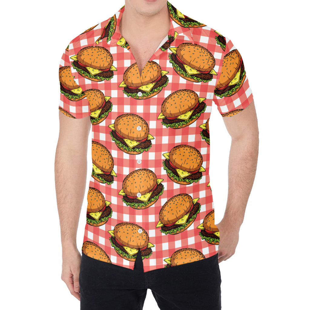 Hamburger Plaid Pattern Print Men's Shirt