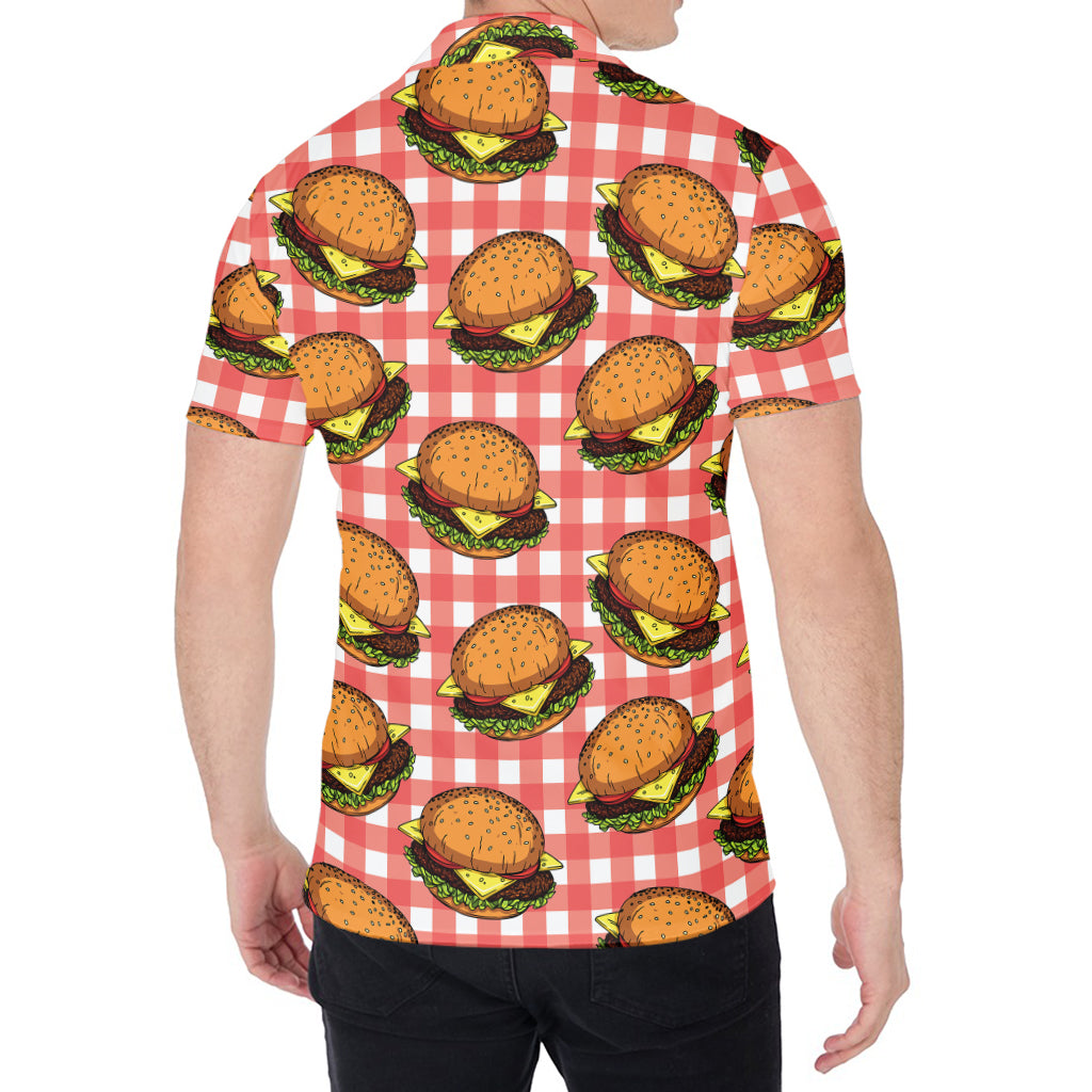 Hamburger Plaid Pattern Print Men's Shirt