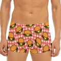 Hamburger Plaid Pattern Print Men's Short Boxer Briefs