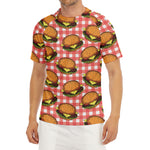 Hamburger Plaid Pattern Print Men's Short Sleeve Rash Guard