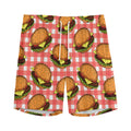 Hamburger Plaid Pattern Print Men's Athletic Shorts