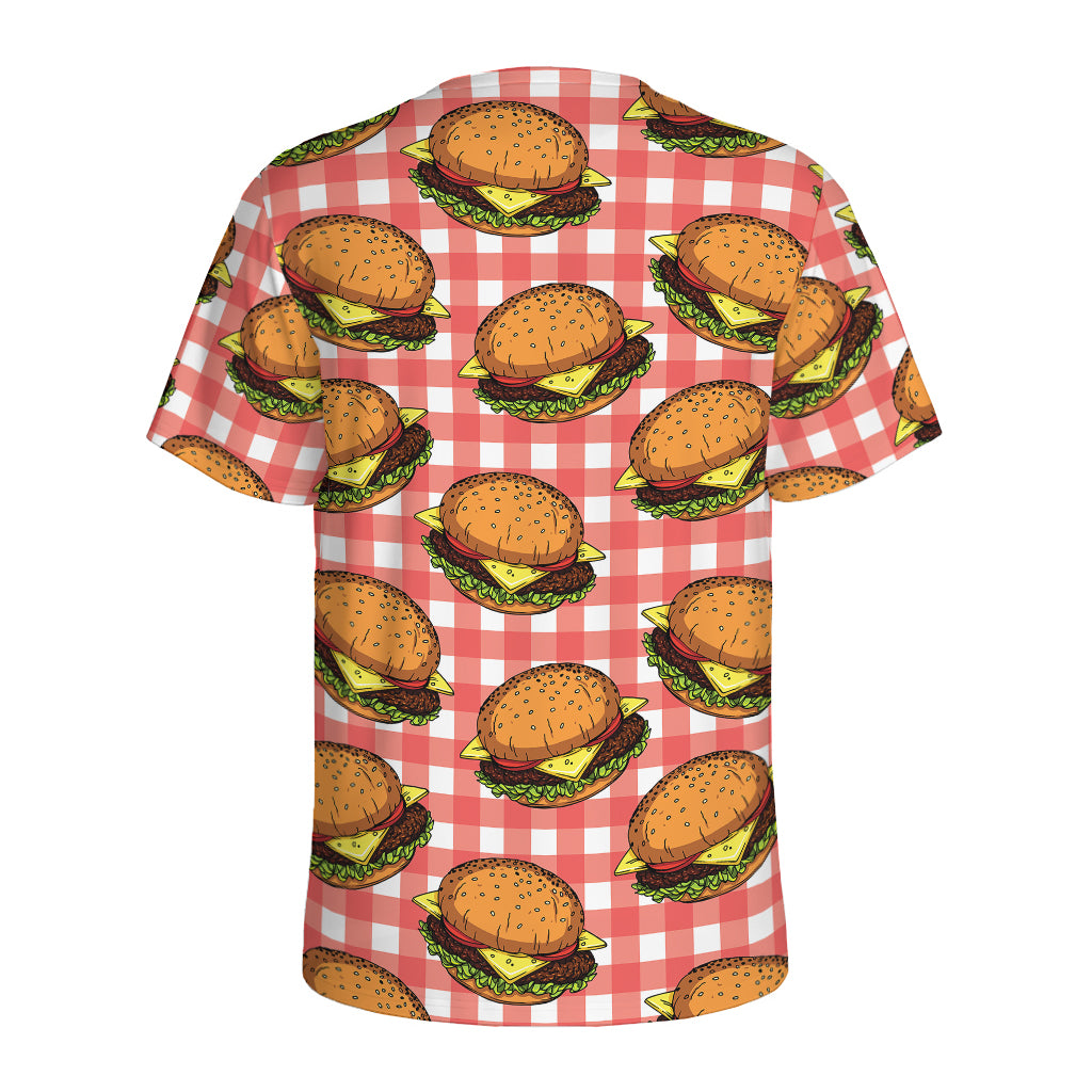 Hamburger Plaid Pattern Print Men's Sports T-Shirt