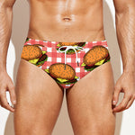 Hamburger Plaid Pattern Print Men's Swim Briefs
