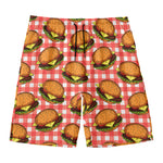 Hamburger Plaid Pattern Print Men's Swim Trunks