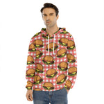 Hamburger Plaid Pattern Print Men's Velvet Pullover Hoodie