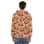 Hamburger Plaid Pattern Print Men's Velvet Pullover Hoodie