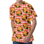 Hamburger Plaid Pattern Print Men's Velvet T-Shirt