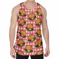 Hamburger Plaid Pattern Print Men's Velvet Tank Top