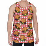 Hamburger Plaid Pattern Print Men's Velvet Tank Top