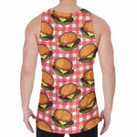 Hamburger Plaid Pattern Print Men's Velvet Tank Top