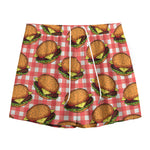 Hamburger Plaid Pattern Print Mesh Shorts