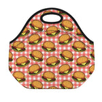 Hamburger Plaid Pattern Print Neoprene Lunch Bag