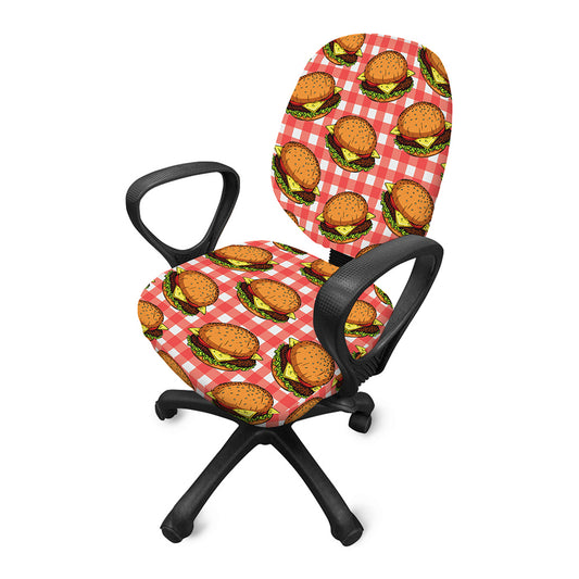 Hamburger Plaid Pattern Print Office Chair Cover