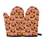 Hamburger Plaid Pattern Print Oven Mitts
