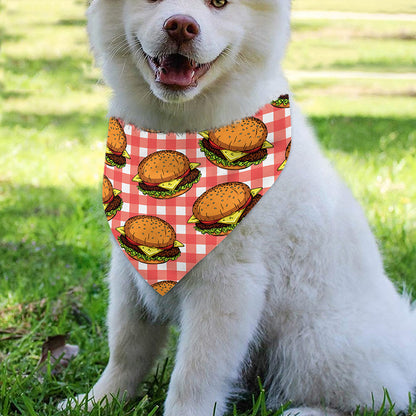 Hamburger Plaid Pattern Print Over The Collar Dog Bandana
