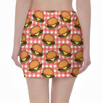 Hamburger Plaid Pattern Print Pencil Mini Skirt