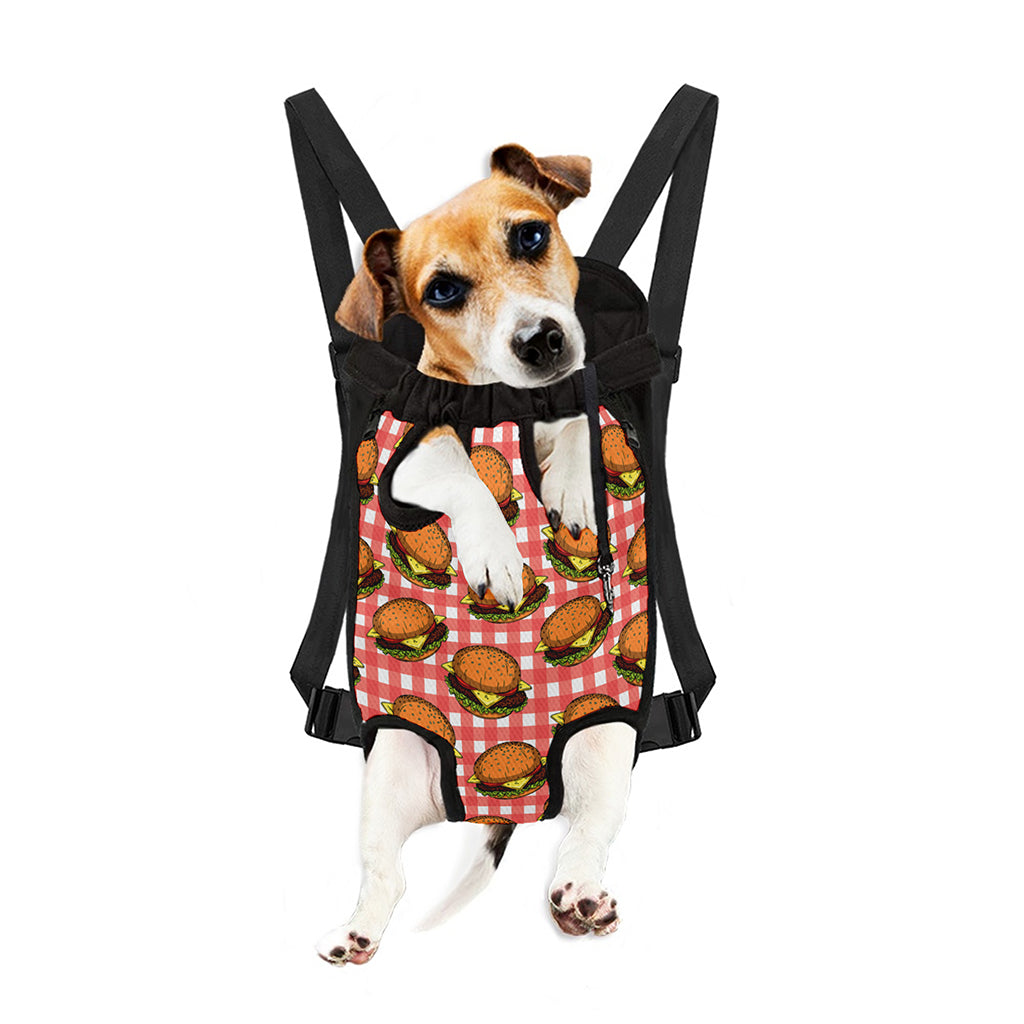 Hamburger Plaid Pattern Print Pet Carrier Backpack