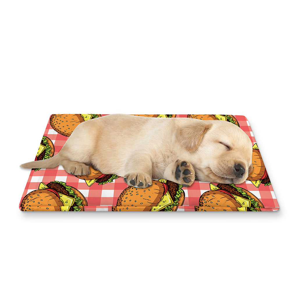 Hamburger Plaid Pattern Print Pet Cooling Mat Cover