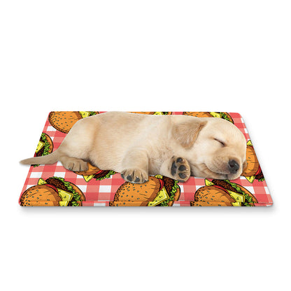 Hamburger Plaid Pattern Print Pet Cooling Mat Cover