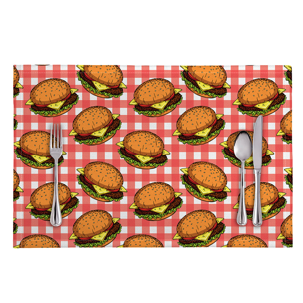 Hamburger Plaid Pattern Print Placemat