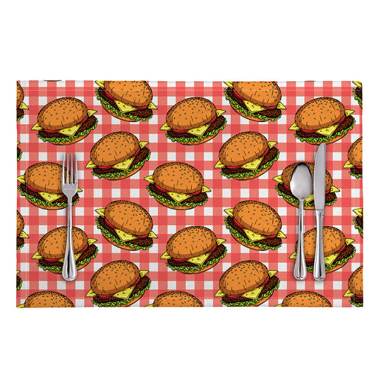 Hamburger Plaid Pattern Print Placemat
