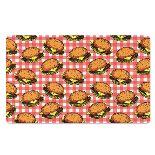 Hamburger Plaid Pattern Print Polyester Doormat