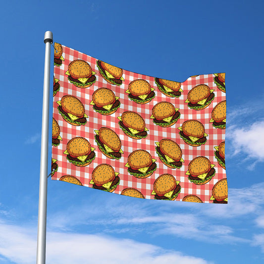 Hamburger Plaid Pattern Print Polyester Flag